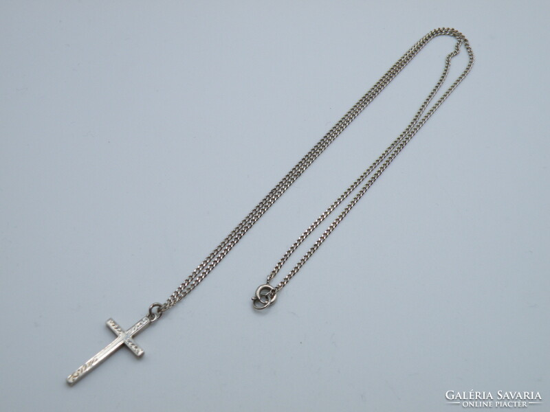 UK0136  Vintage Ezüst nyaklánc kereszt alakú medál 925