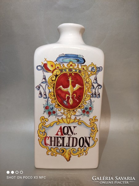 Ceramic apothecary jar aqua chelidon coat of arms marked pharmacy medical device