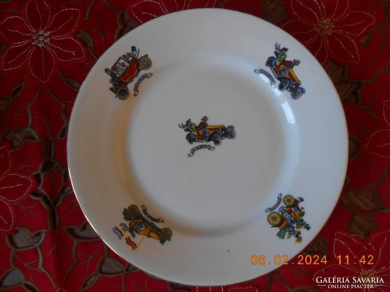 Zsolnay veterán autós lapos tányér