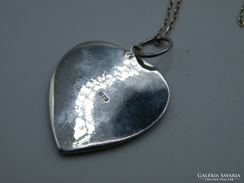 Uk0131 elegant silver necklace large heart shaped pendant 925