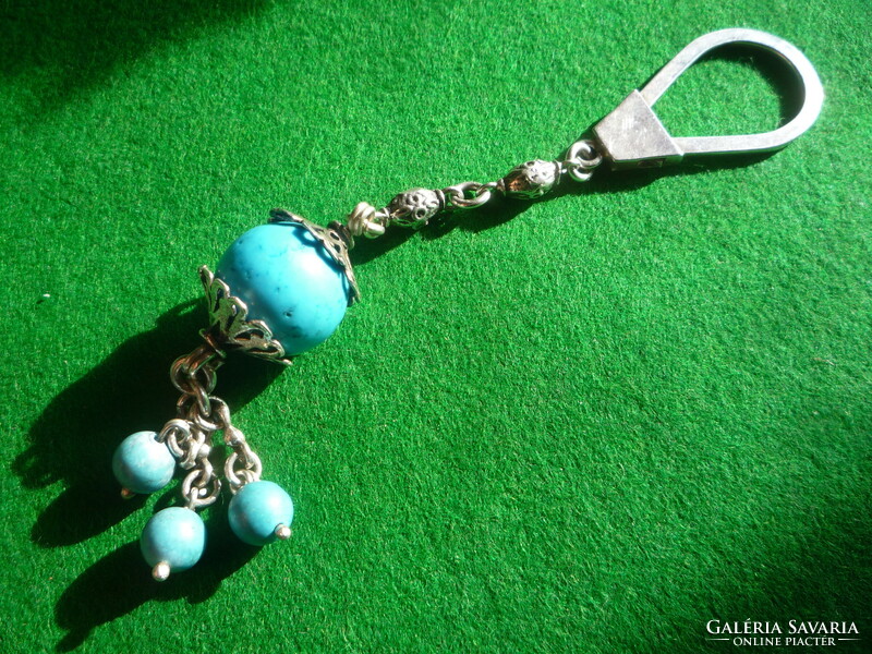 Keychain. Silver-turquoise.