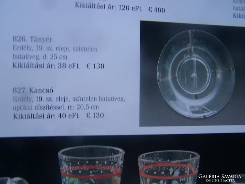 Hutaüveg tányér Erdély 19.század eleje, színtelen hutaüveg Szerepelt: Nagyházi 219.au./826.