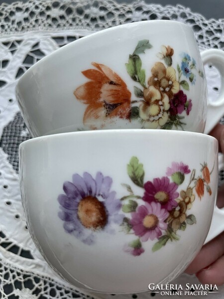 H&C Chodau vastagfalú régi csésze virágokkal