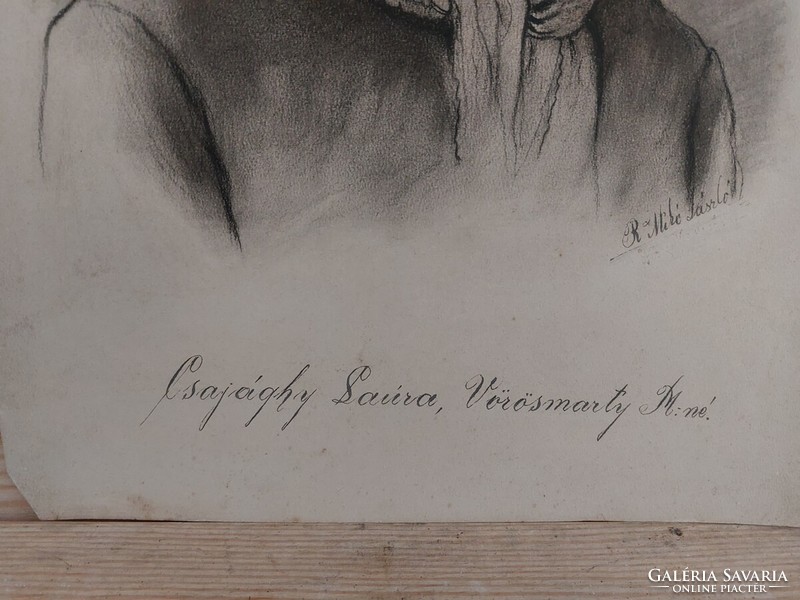 (K) Csajághy Laura, Vörösmarty Mihály felesége grafika 1900. évből 42x28 cm