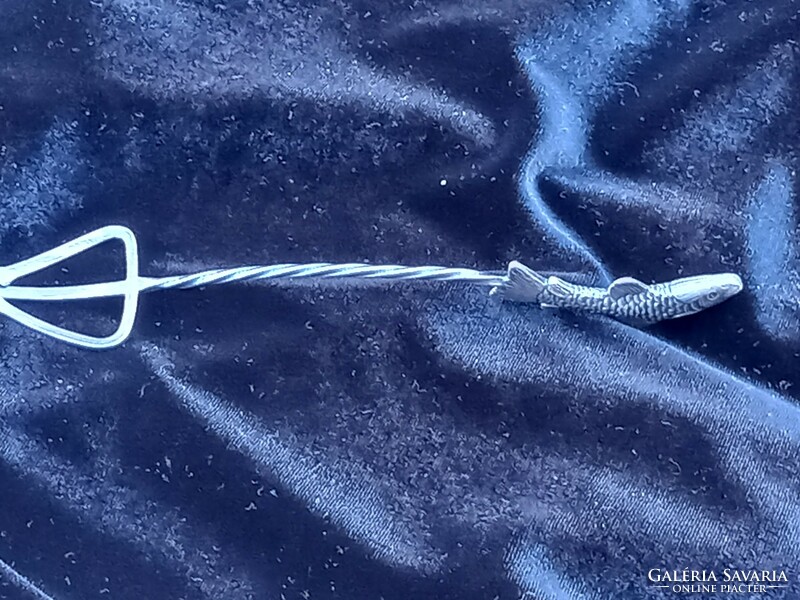 Halfigurás ezüstözött, antik kaviár vagy szardiniás kanál - Elelmiszerbolt/Szatocsbolt dekoráció