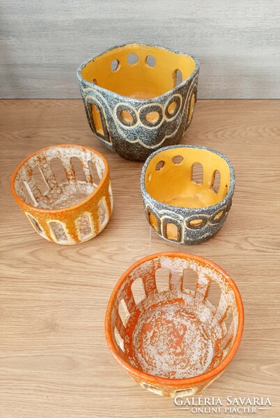 Pesthidegkút ceramic bowls, one large and 3 smaller in one