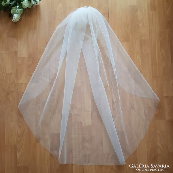 FTY21 - 1 rétegű, szegetlen, Ekrü MINI menyasszonyi fátyol 50x100cm