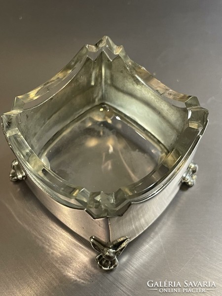 Dianás jelzésű üvegbetétes ezüst sótartó eladó (nettó 36 g)