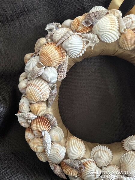 Vintage kagyló koszorú tengerparti hangulat dekoráció