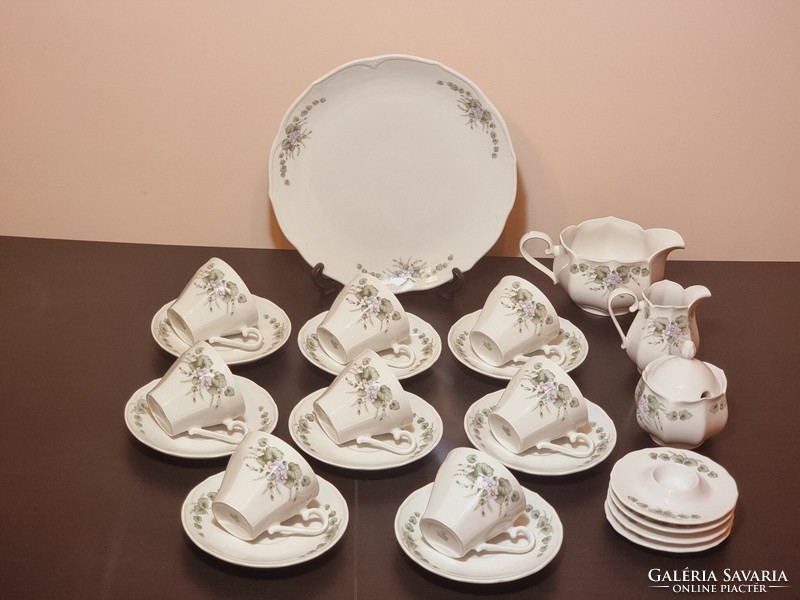 Scherzer Bavarian German porcelain coffee set, with accessories, around the middle of the 20th century.