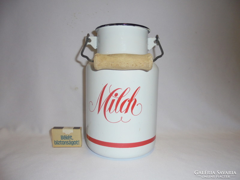 Retro two-liter enamel jug, milk jug with 