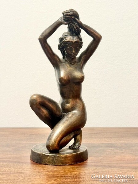 Rácz edit female nude sculpture combing her hair