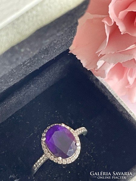 Beautiful deep fire 2.50 cts amethyst stone 925 sterling silver ring