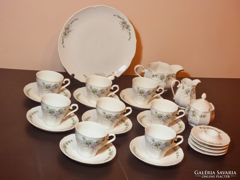 Scherzer Bavarian German porcelain coffee set, with accessories, around the middle of the 20th century.