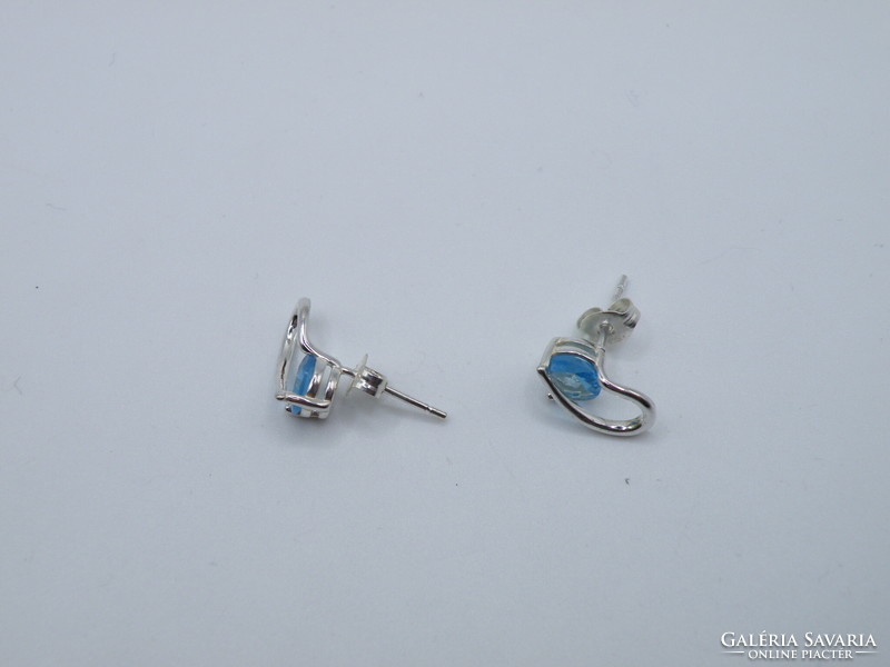 UK0132  Elegáns kék köves bedugós ezüst fülbevaló 925