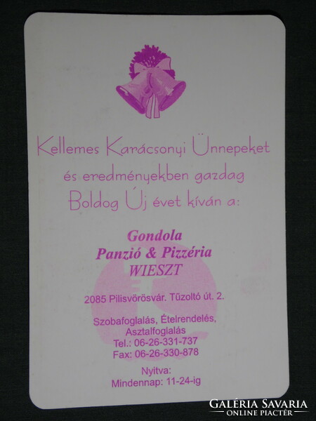 Kártyanaptár, ünnepi, Gondola panzió Pizzéria, Pilisvörösvár ,1998, (6)
