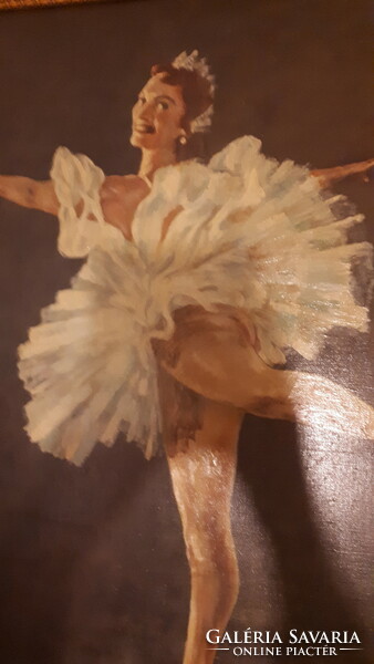 Ballerina oil painting signed by an unknown artist.
