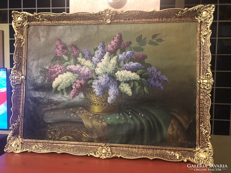 Dietrich Hoppe's painting - still life with lilac flowers