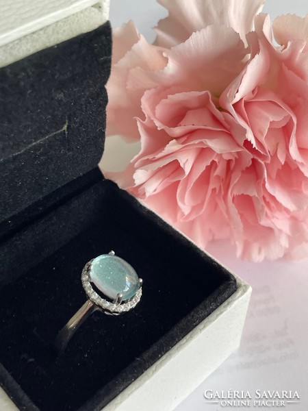 925 St silver ring with aquamarine stone size 57