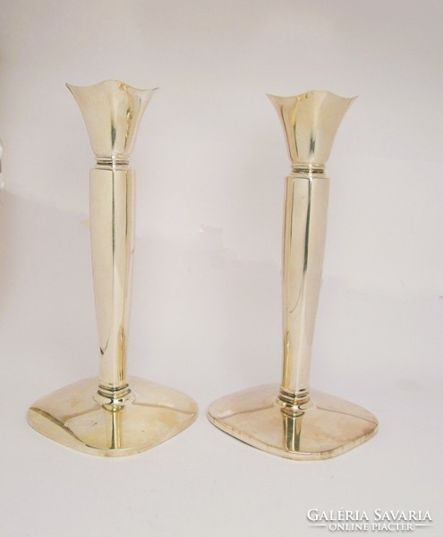 Rarity, antique, silver, pair of art-deco candlesticks, c1920-30