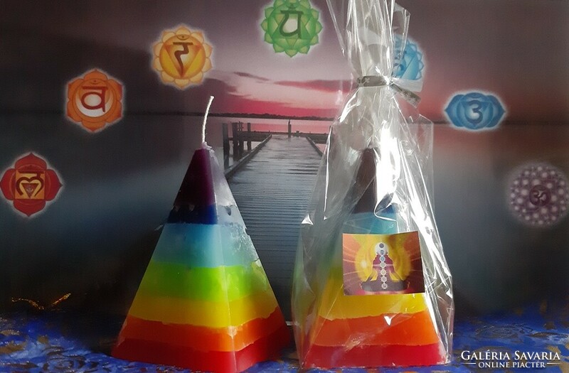 Pyramid shaped chakra candle