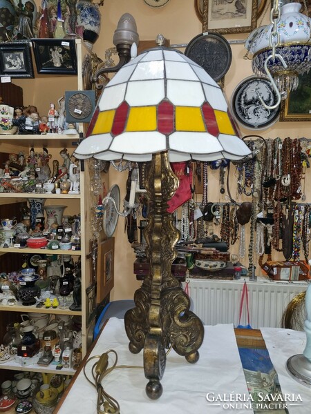 Old renovated table lamp with a tiffany shade