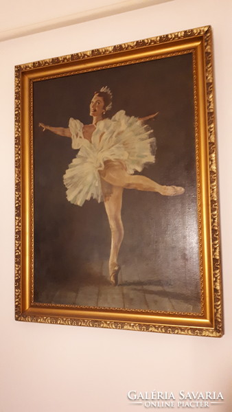 Ballerina oil painting signed by an unknown artist.