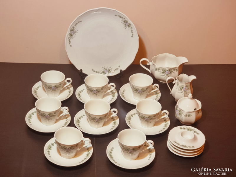 Scherzer Bavarian German porcelain coffee set, with accessories, around the middle of the 20th century.