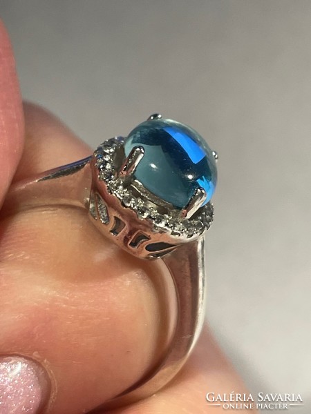 925 St silver ring with aquamarine stone size 57