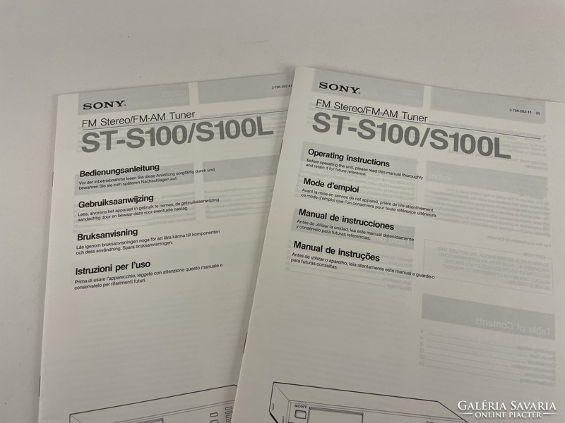 Sony st-s100/s100l fm stereo fm-am tuner user manual 1988