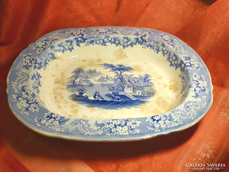 Antique English porcelain large deep serving bowl, centerpiece