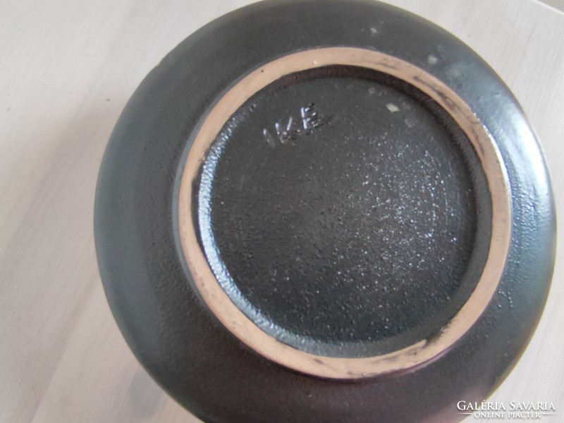 IKE jelzésű kávé barna levél mintás fedeles kerámia tartó