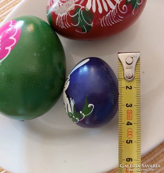 Retro festett fa tojás 3 db régi húsvéti tojás