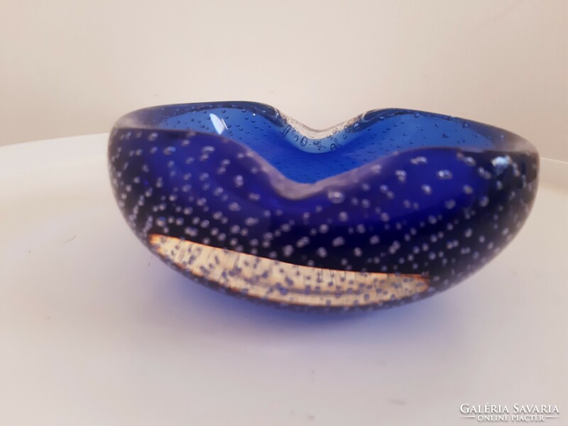 Murano bubble pattern blue serving tray, table centre