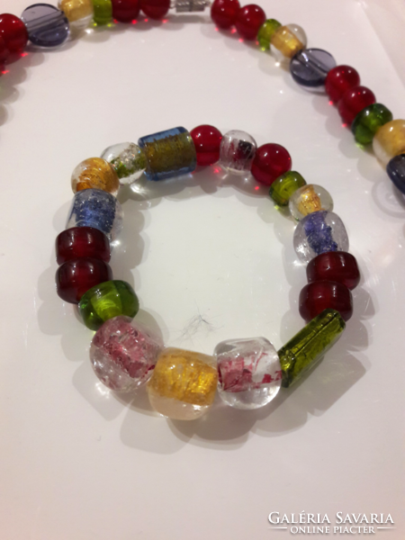 Colored glass necklace + bracelet set