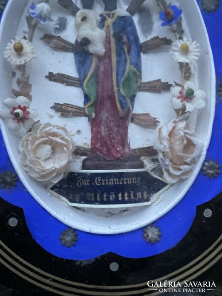 An old souvenir from Altötting, a wax figure, hand-made convent work, nun work