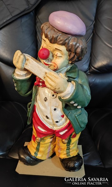 Retro, rare hard plastic, harmonica, clown figure - 34 cm