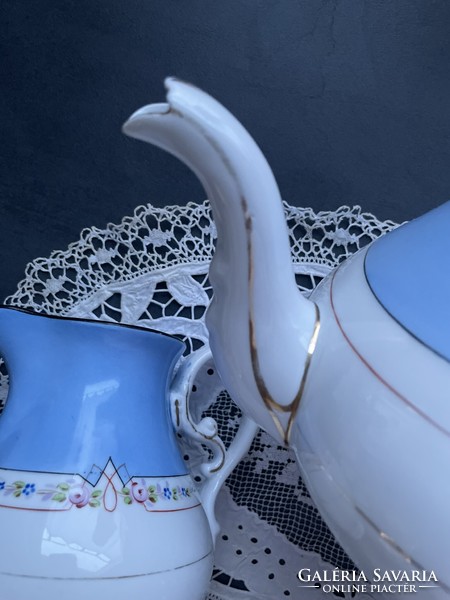 Antique Viennese pink hand-painted, large fine porcelain Bieder teapot