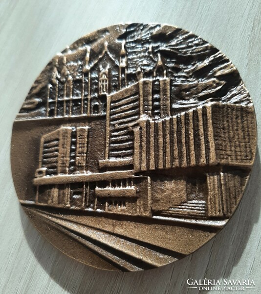 Kecskemét double-sided bronze plaque Kecskemét city council 8 cm