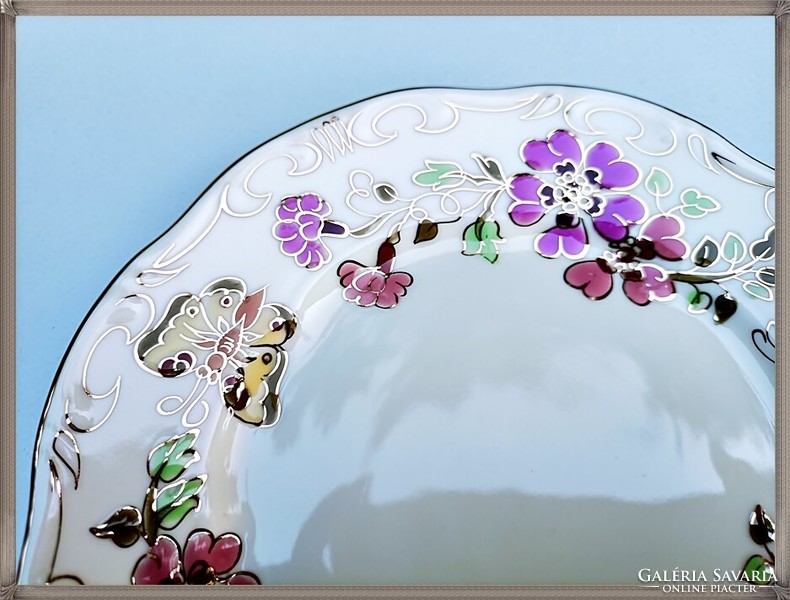 Zsolnay porcelain butterfly sandwich and cake plates in new condition