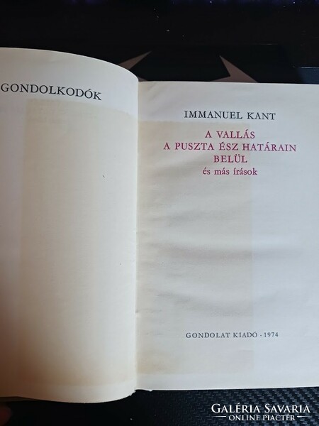 Immanuel Kant: A Vallás a puszta ész határain belül  1974