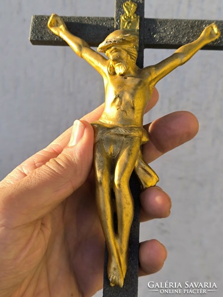 Antik Biedermeier Kereszt korpusz , Jézus Krisztus szobor fali házi àldàs ,feszület