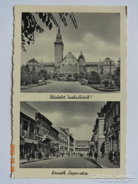 Old pistachio Weinstock postcard: Szatka, town hall + kossuth lajos-utca