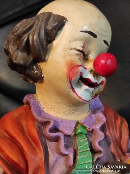 Retro, rare hard plastic, hamonic, clown figure - 34 cm