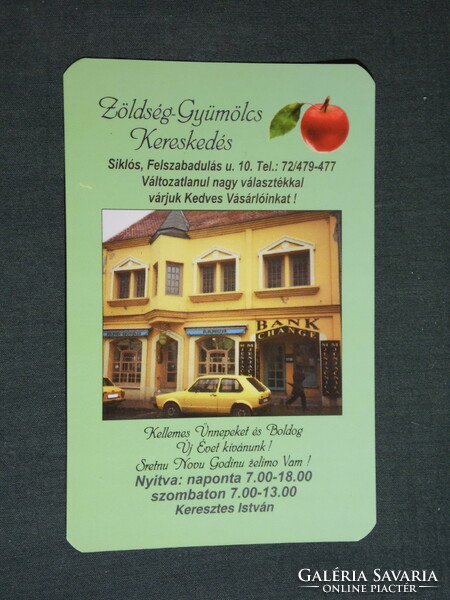 Kártyanaptár, Zöldség gyümölcs kereskedés üzlet, Siklós, 1999, (6)
