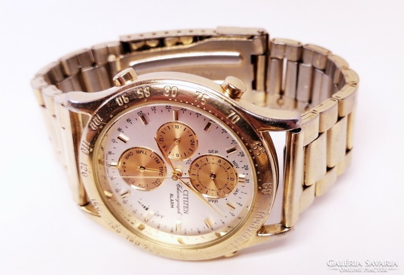 Retro quality watch. Citizen chronograph alarm gold-plated new scratch-free