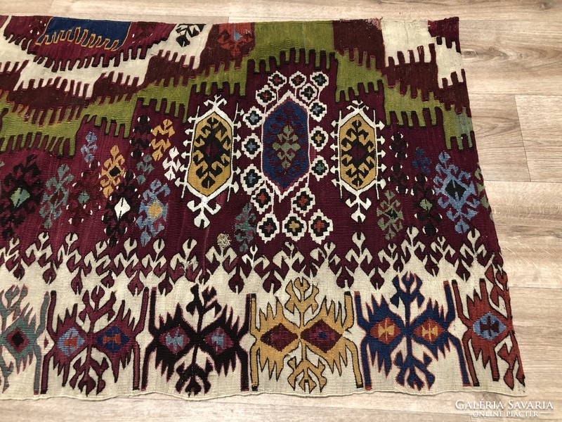 MERSIN - Anatóliai antik KILIM (Kelim) kézi szövésű gyapjú szőnyeg, 86 x 160 cm