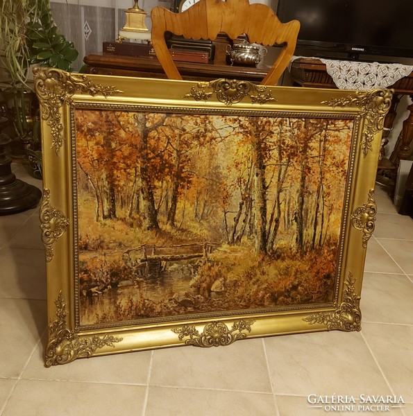 Antique sumptuous autumn landscape painting!