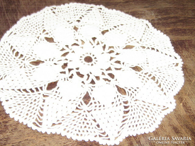 Charming antique hand-crocheted display tablecloth