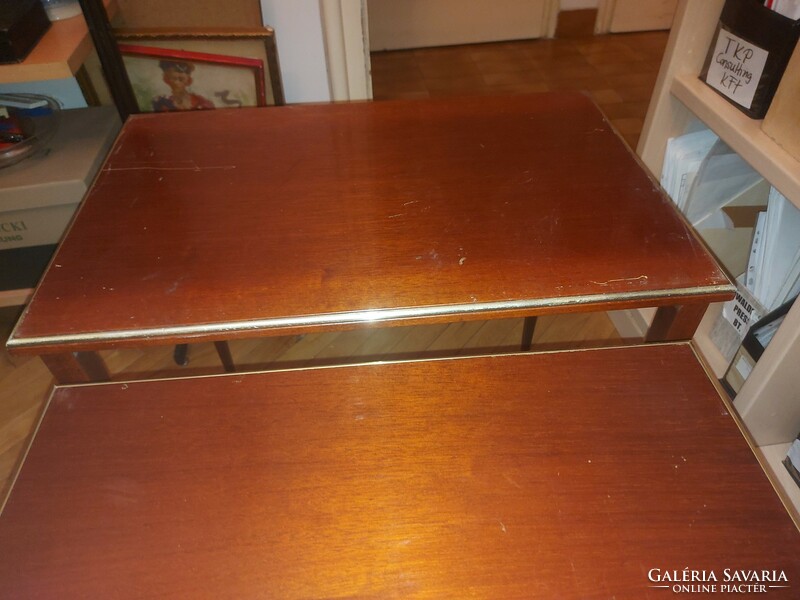 3 Pcs, sliding into each other, art deco table with copper edge, copper feet